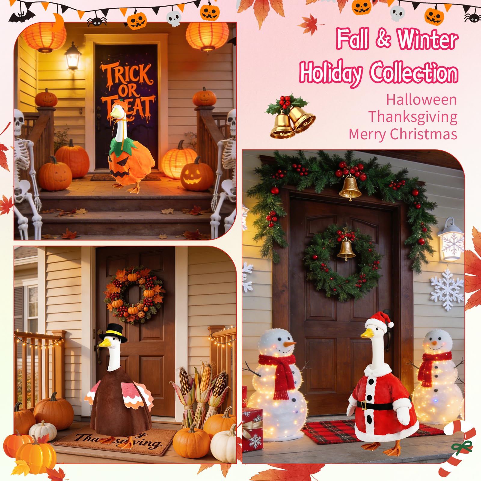 Christmas costume for 23 inch lawn goose statue
