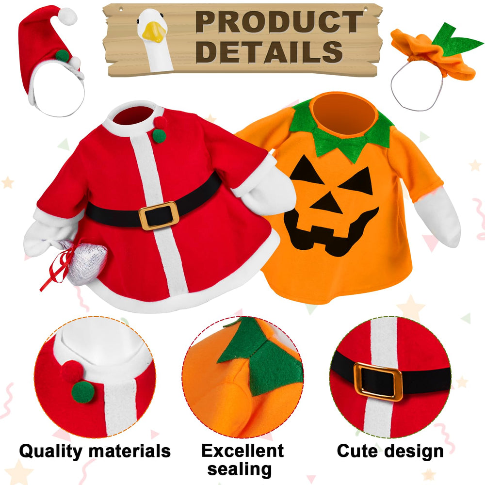 Christmas goose outfit featuring Santa Claus design and hat