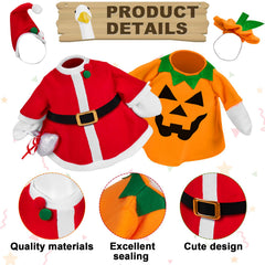 Christmas goose outfit featuring Santa Claus design and hat