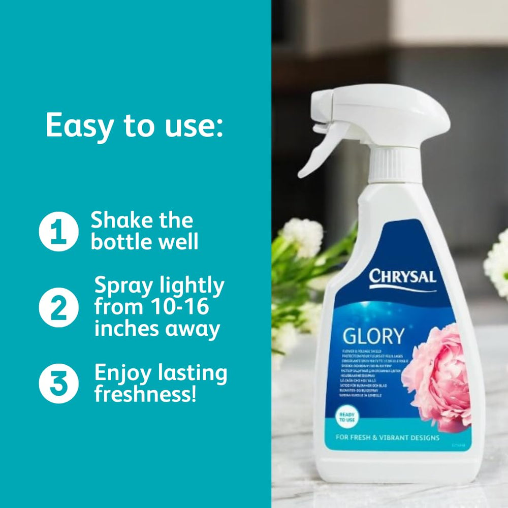 Chrysal Glory Flower Finish Spray with fresh flowers