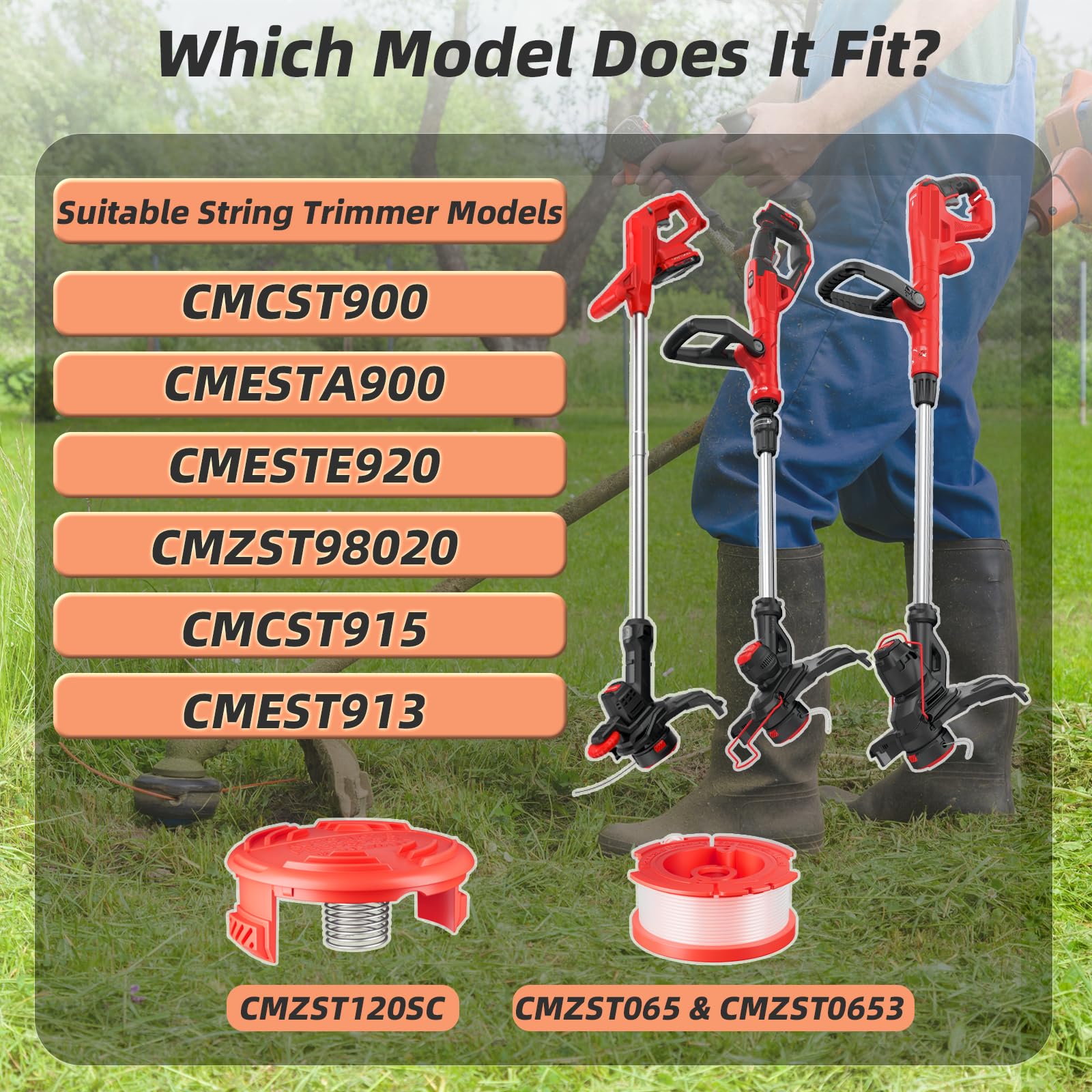 Chway spool set showing compatibility with various trimmer models