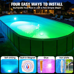 Ciavca Submersible Pool Lights showcasing RGB colours