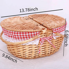 CiCixixi wicker picnic basket side view with collapsible handle