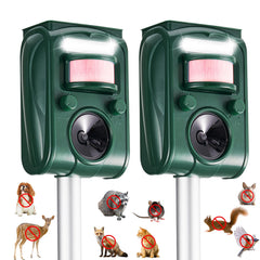 CIIC Solar Ultrasonic Animal Repellent front view, Dark Green