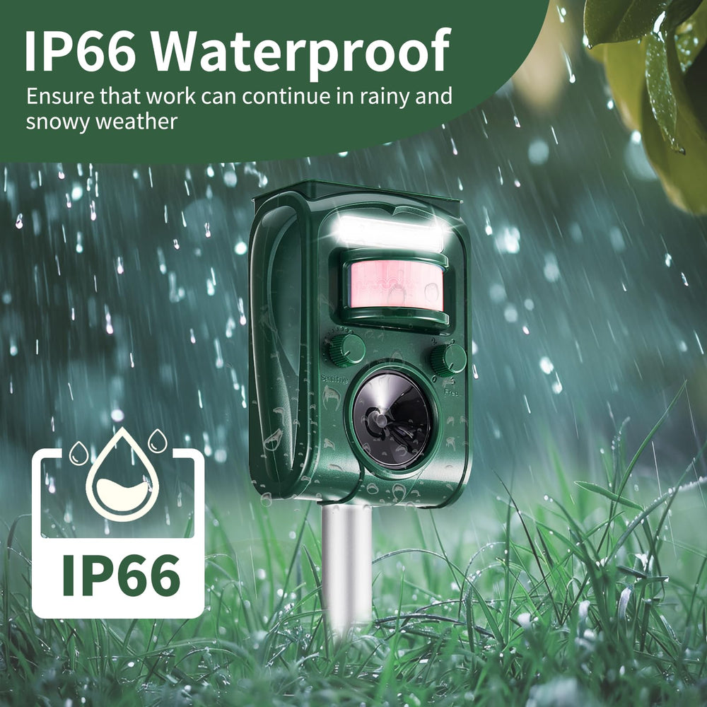 CIIC Solar Ultrasonic Animal Repellent in garden setting