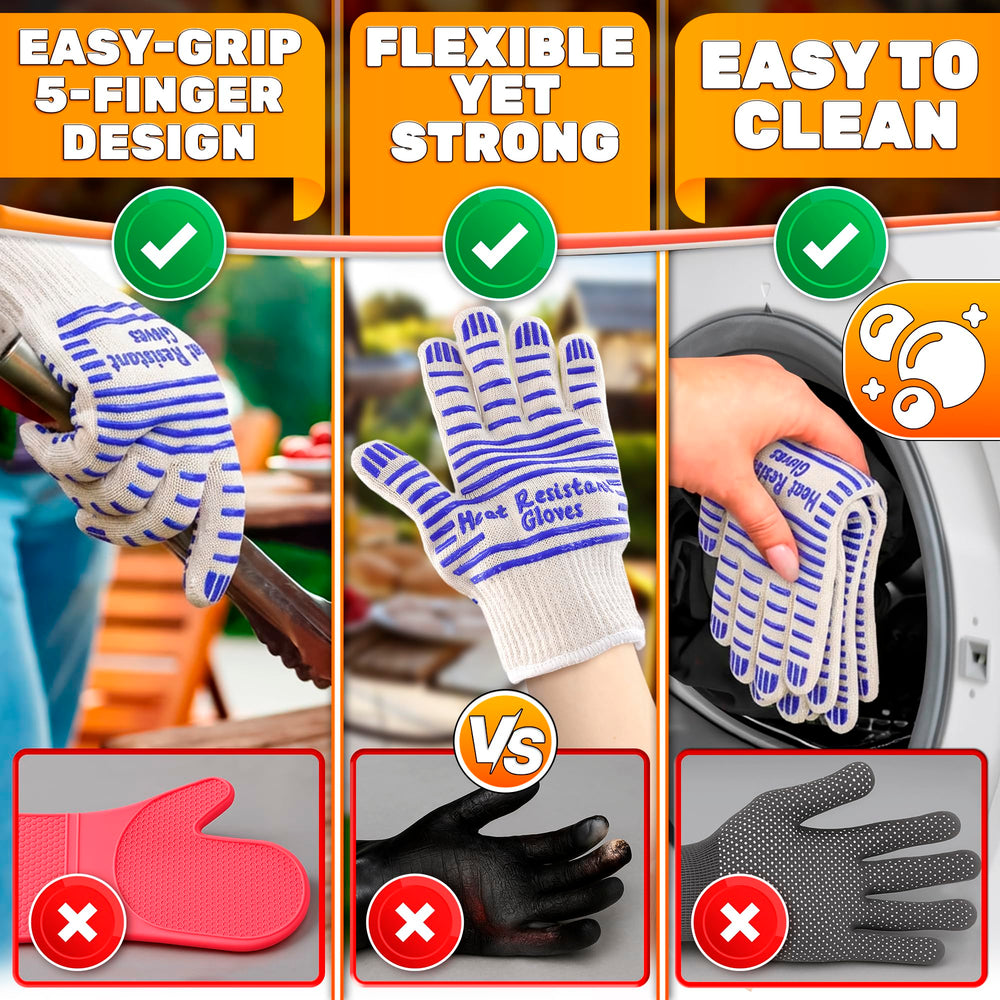 CINEYO heat resistant gloves in use while grilling