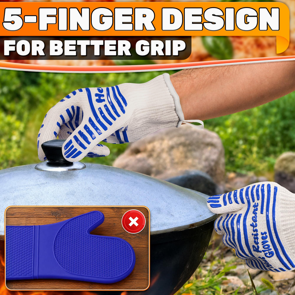 CINEYO heat resistant gloves laid flat showing dimensions