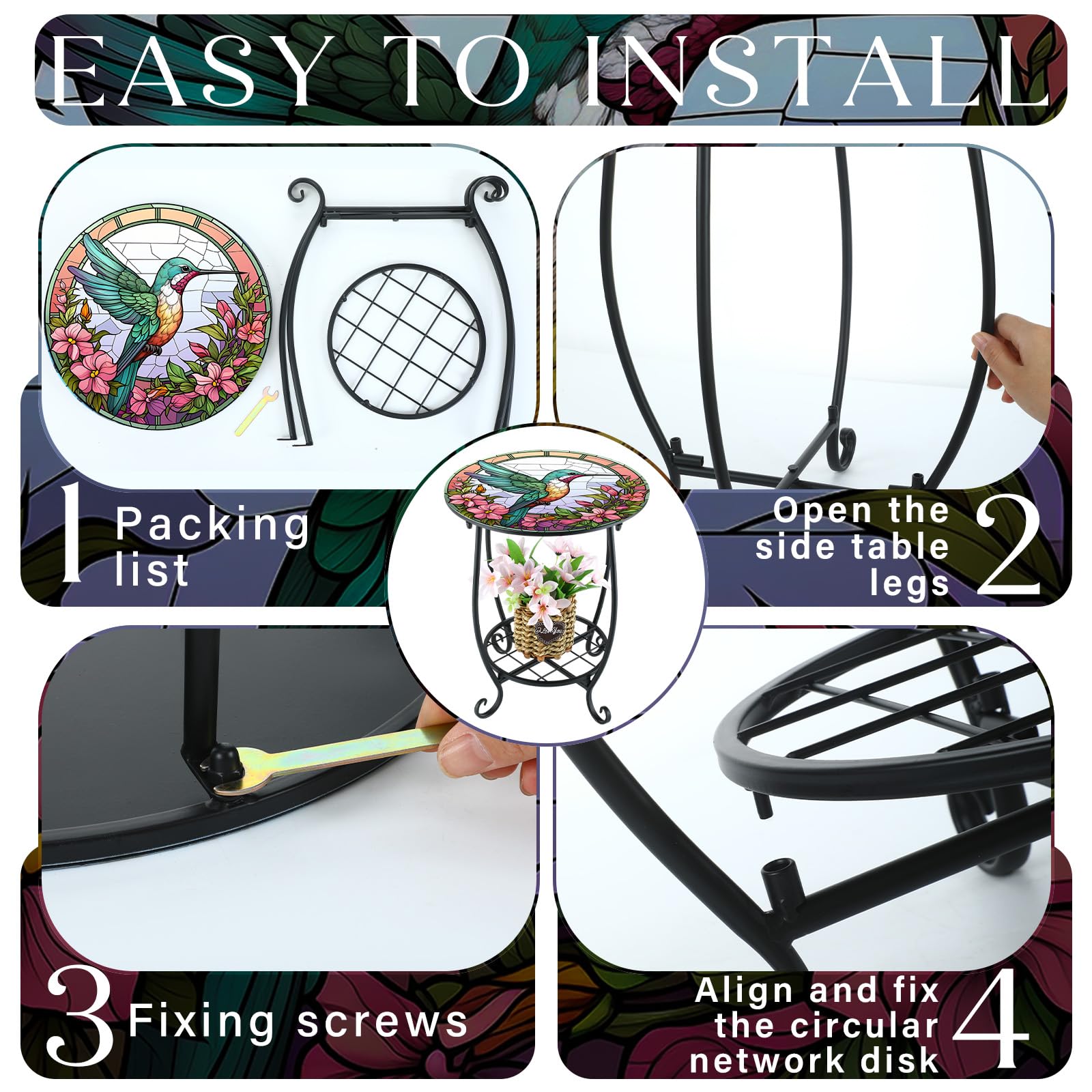 Cinnvoice Outdoor Side Table assembly guide and screws