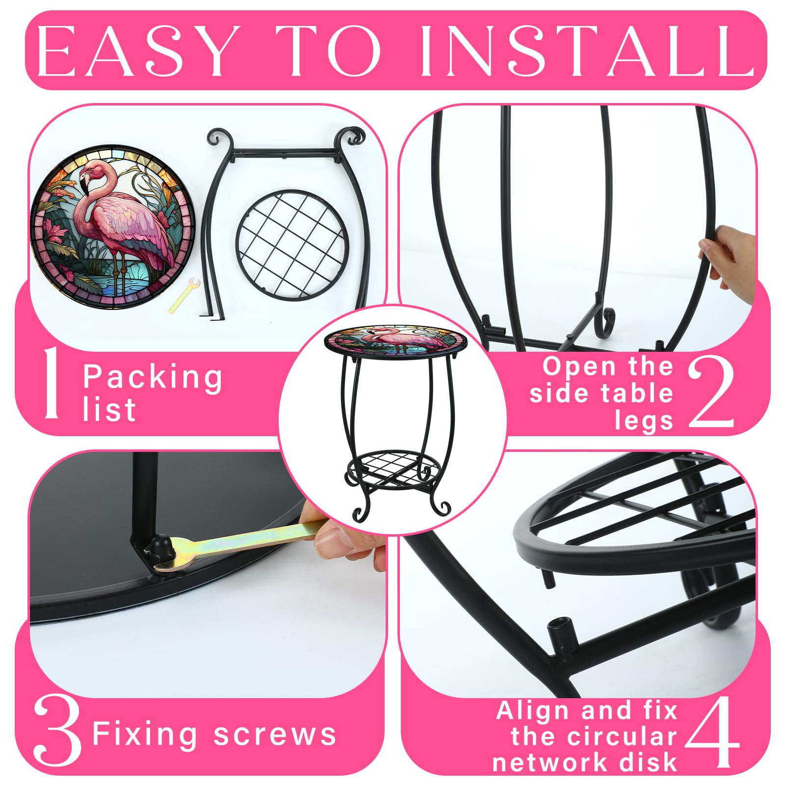 Cinnvoice Outdoor Side Table assembly instructions and screwdriver