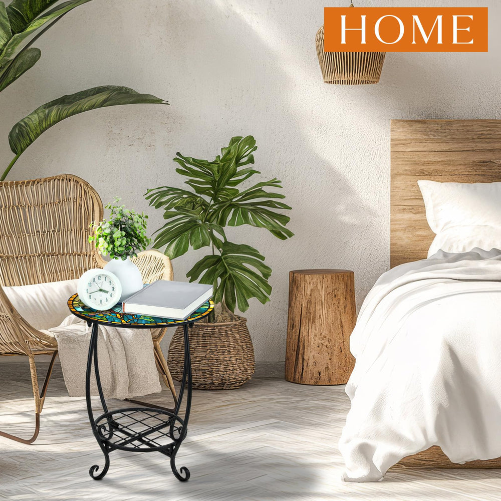 Cinnvoice Outdoor Side Table detailed butterfly pattern close-up