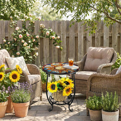 Cinnvoice Outdoor Side Table in use with drinks on top