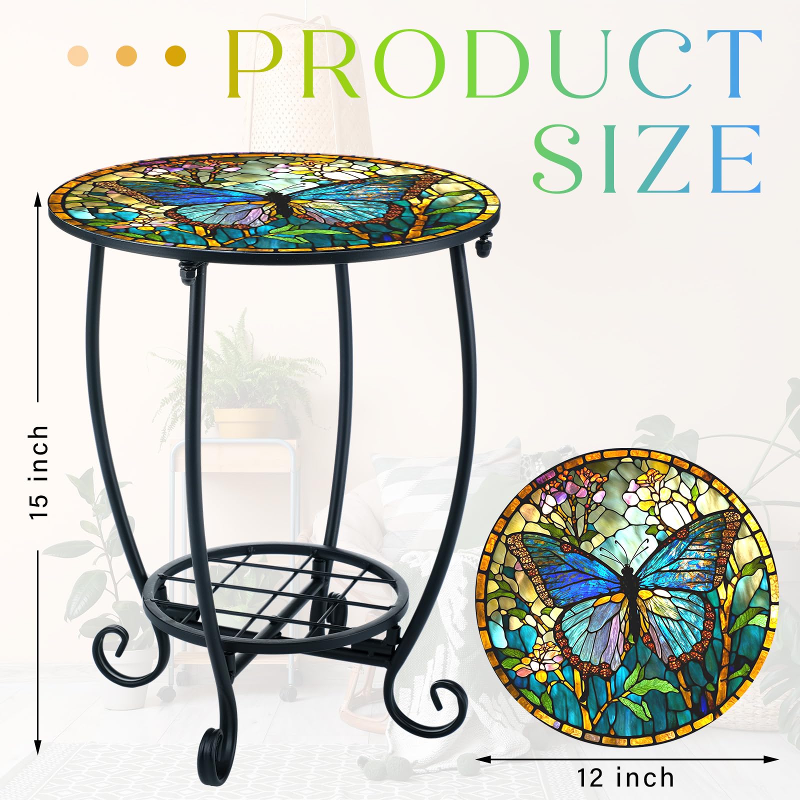 Cinnvoice Outdoor Side Table side view showcasing double-layer design