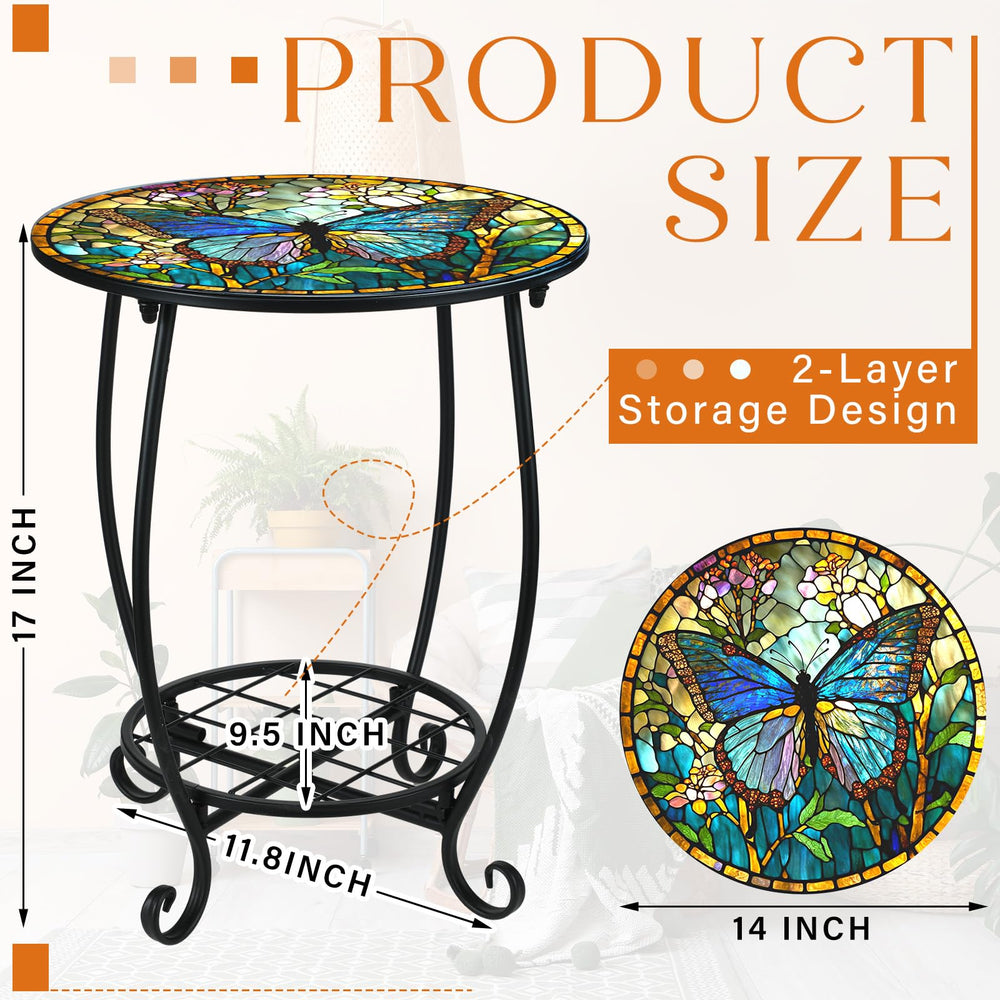 Cinnvoice Outdoor Side Table side view showcasing two-layer design