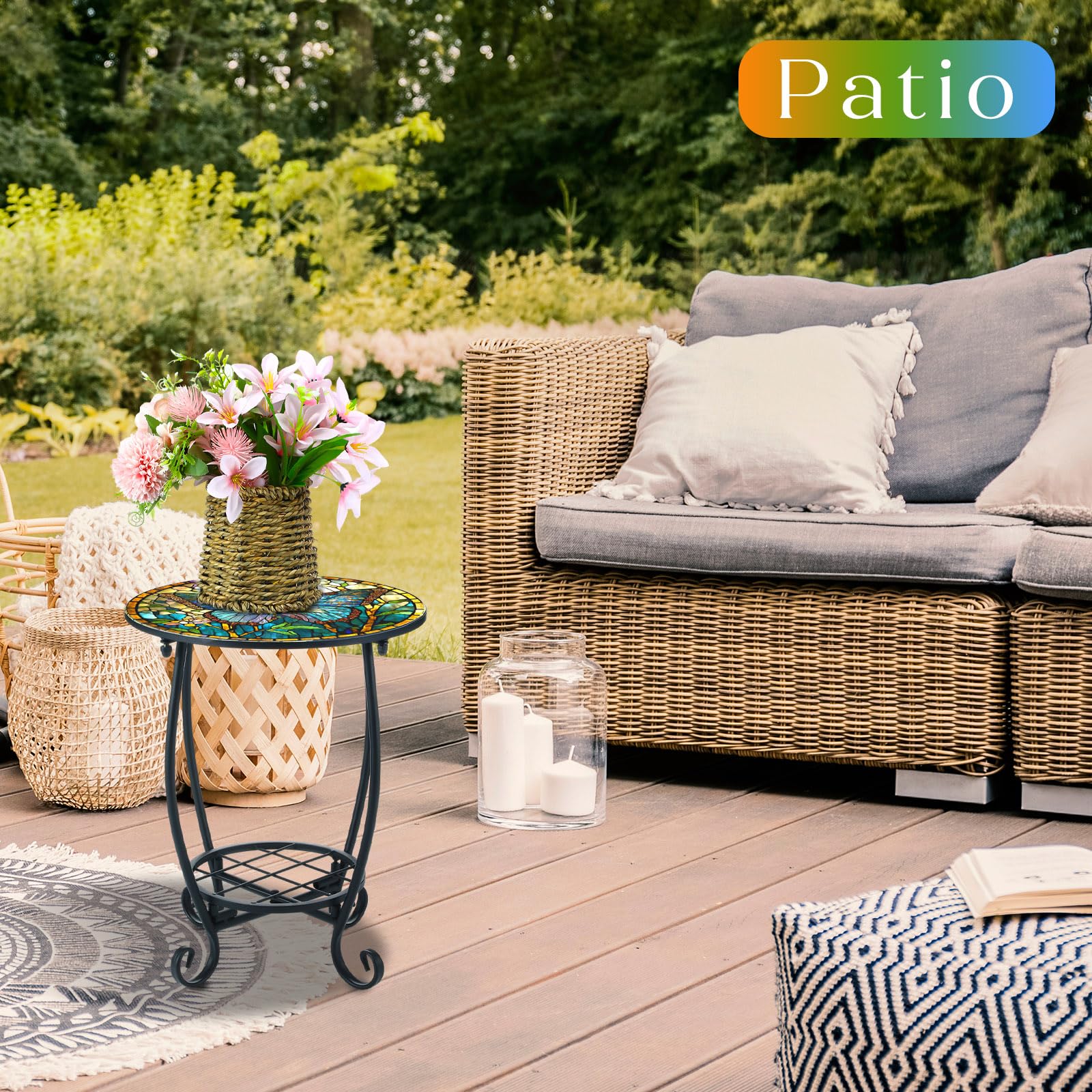 Cinnvoice Outdoor Side Table top view displaying 14-inch diameter