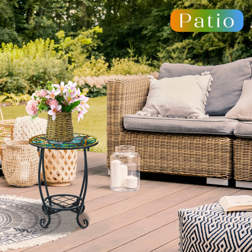 Cinnvoice Outdoor Side Table top view displaying 14-inch diameter