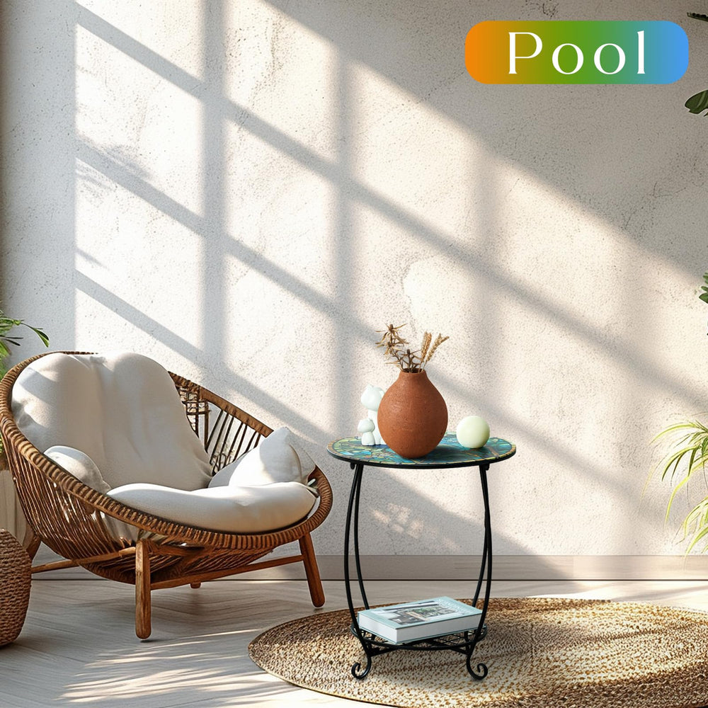 Cinnvoice Outdoor Side Table with drinks and snacks