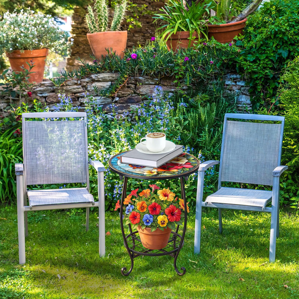 Cinnvoice Outdoor Side Table with drinks on top