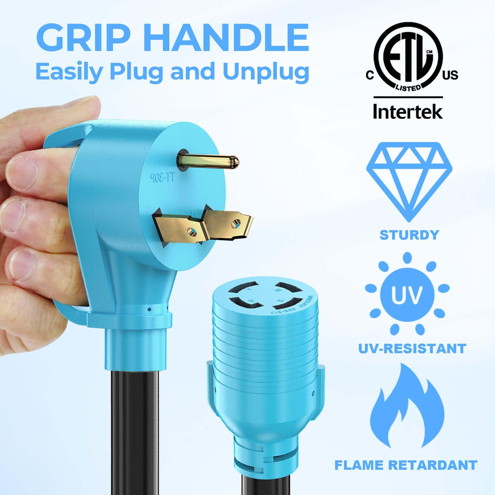 CircleCord 12 inch Generator Adapter Cord with blue PVC jacket