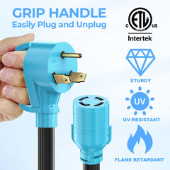 CircleCord 12 inch Generator Adapter Cord with blue PVC jacket