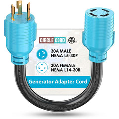 CircleCord 3 Prong to 4 Prong Generator Adapter Cord blue model front view
