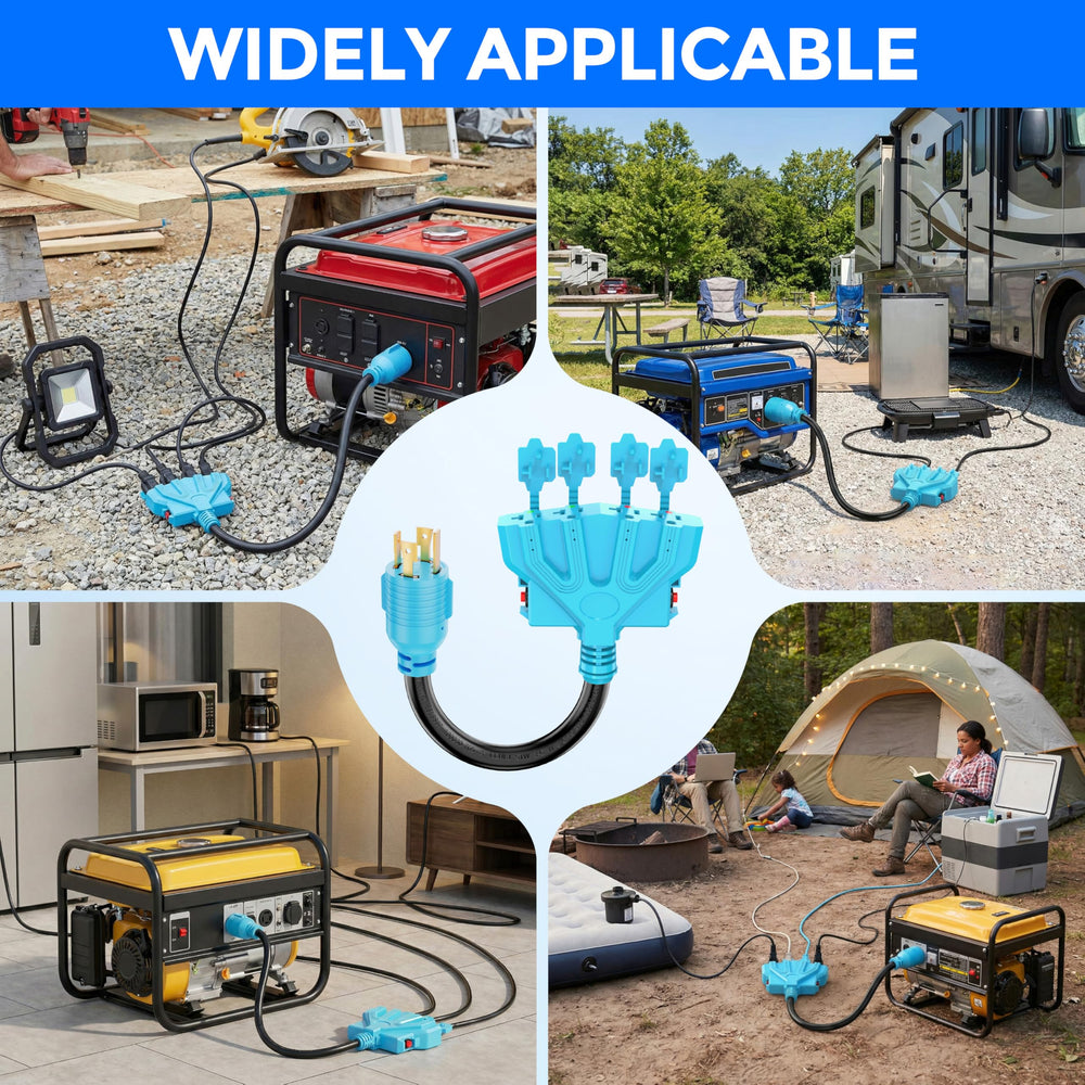 CircleCord 4 Prong Adapter with blue PVC jacket