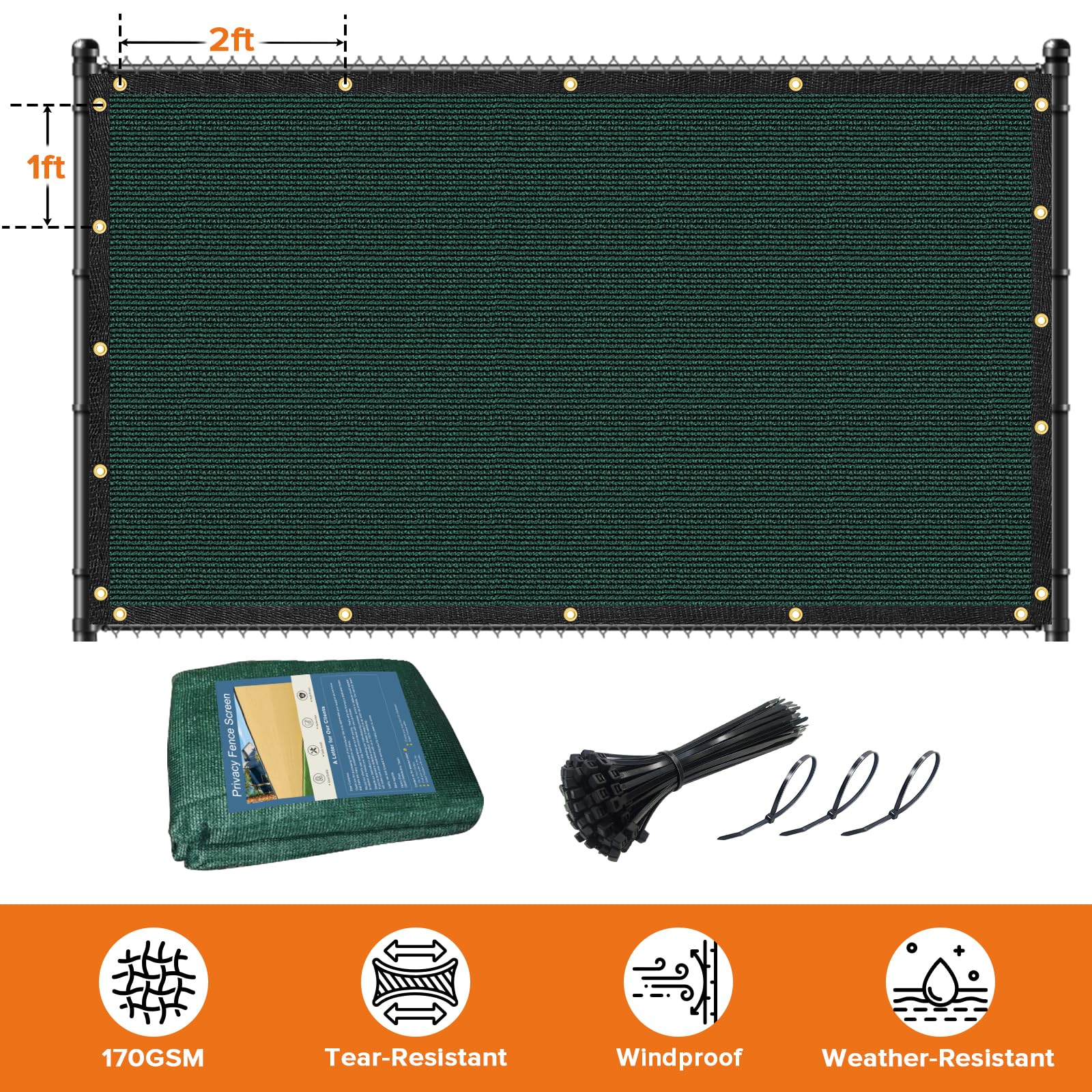 Cisvio privacy fence screen dark green folded for storage