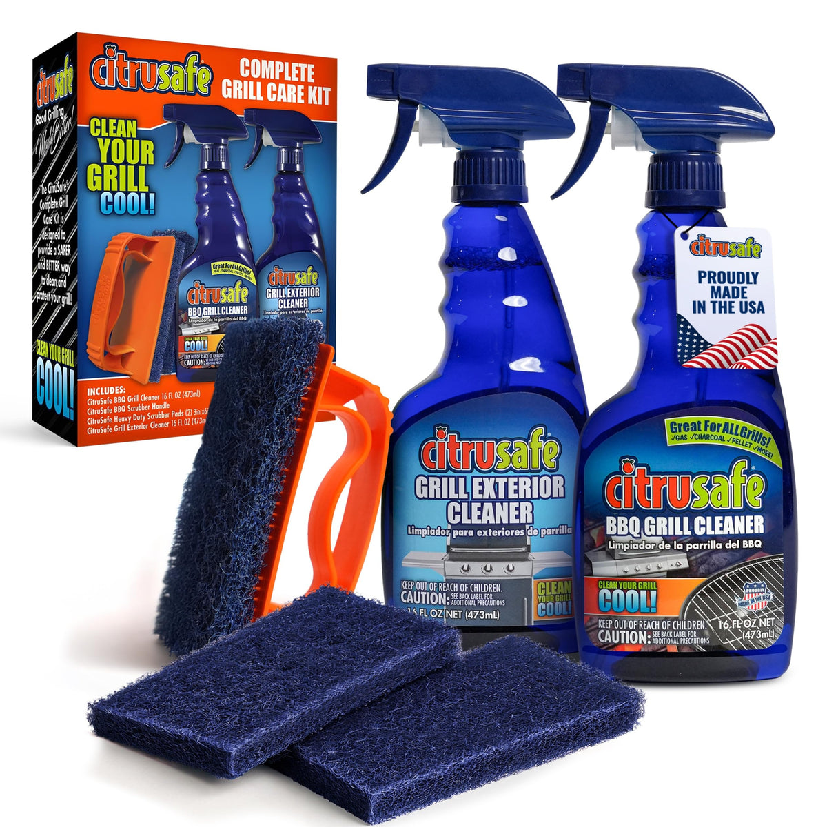 Citrusafe Grill Care Kit 5 piece set with cleaner and scrubber