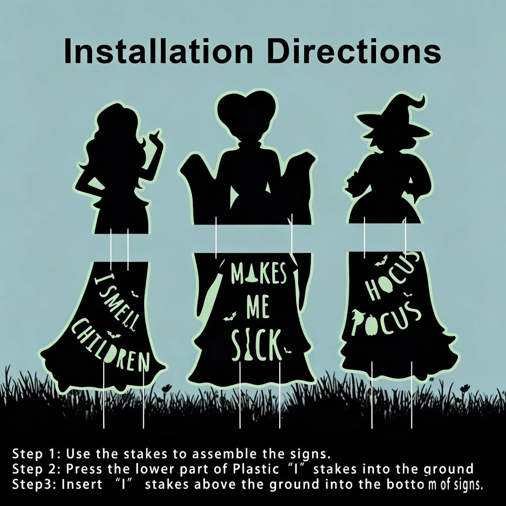 CIWEKA Hocus Pocus Halloween decorations displayed at night