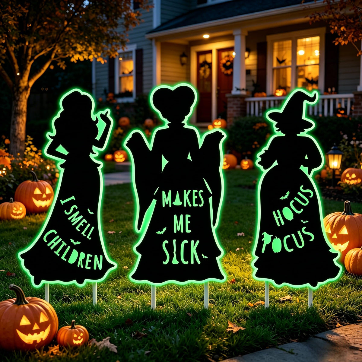 CIWEKA Hocus Pocus yard decor featuring three witches signs