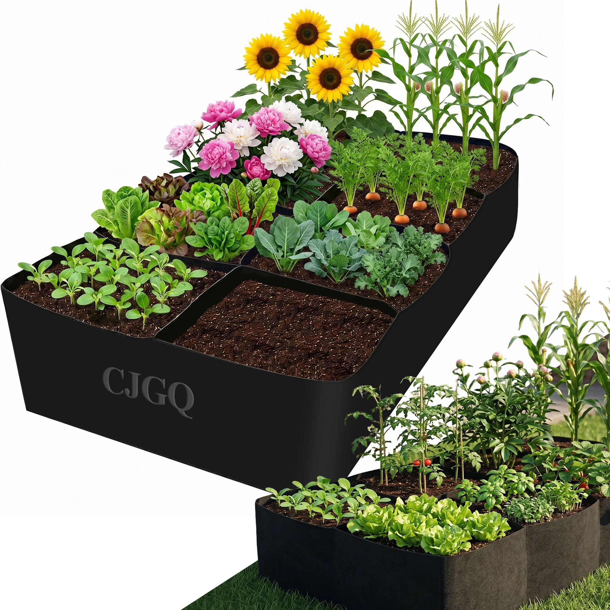 CJGQ Fabric Raised Garden Bed 6x3x1ft black front view