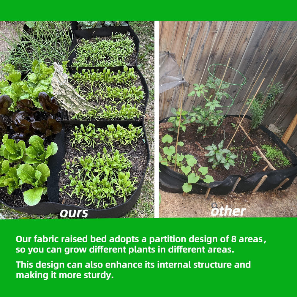 CJGQ Fabric Raised Garden Bed filled with soil and plants