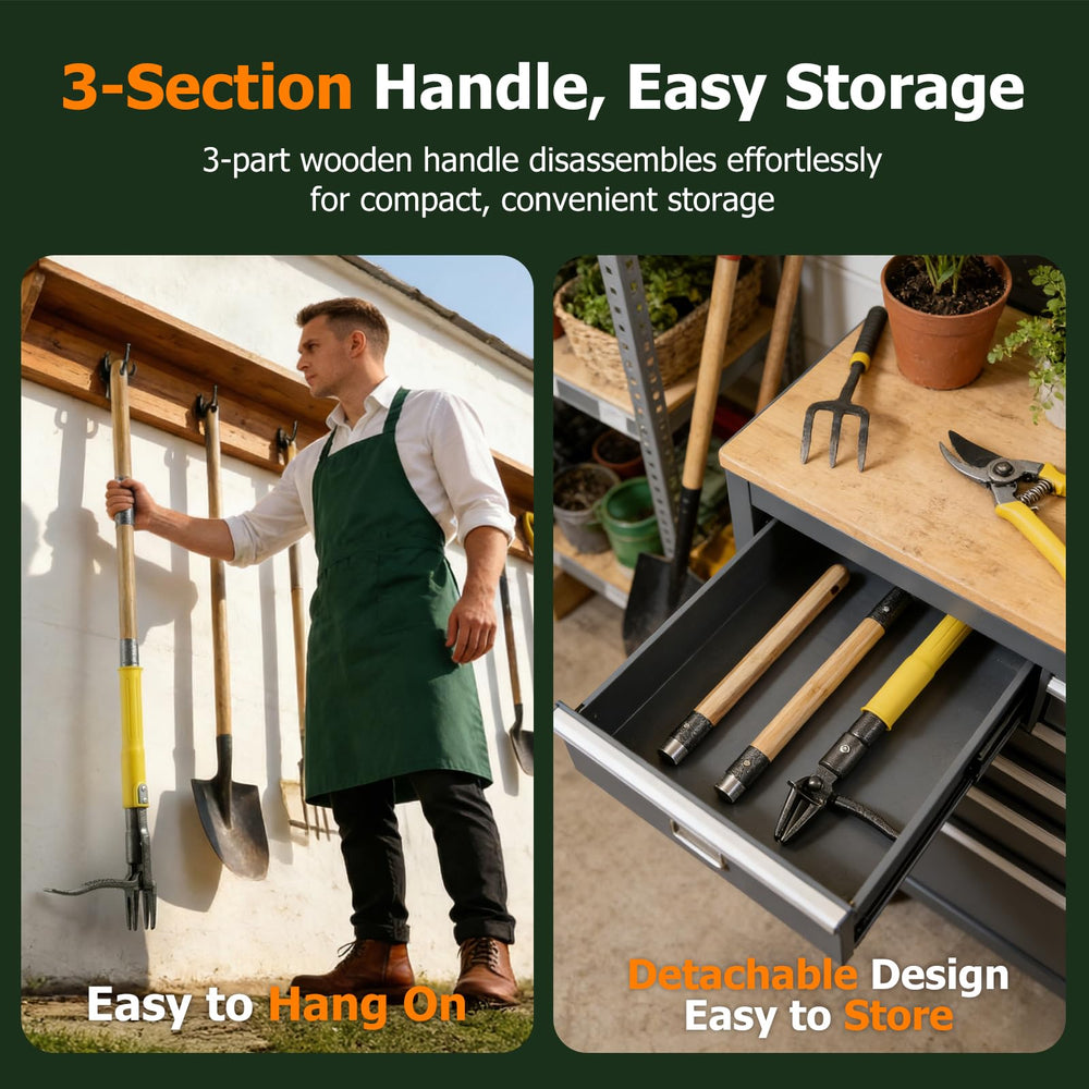 CJYMMFAN Stand Up Weed Puller Tool packaging with specifications