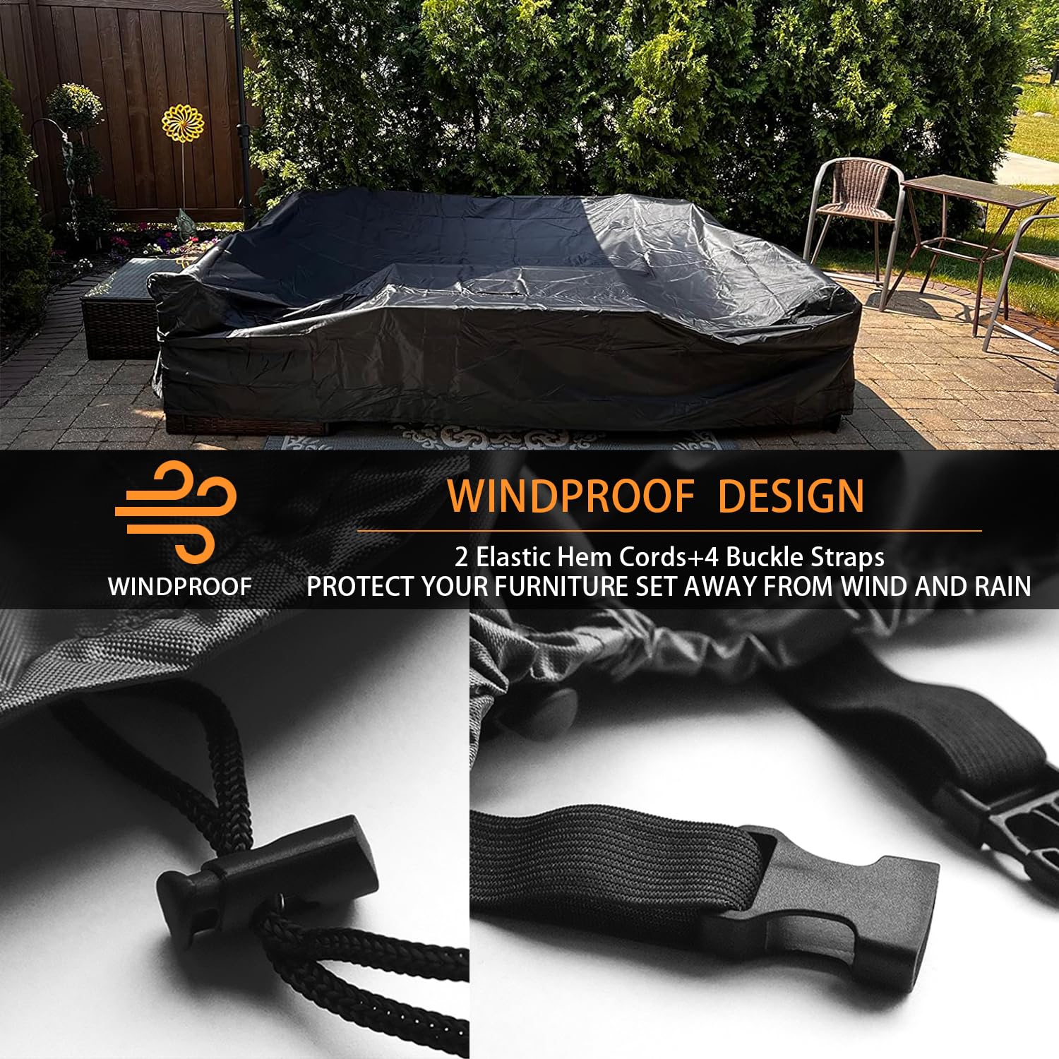 CKCLUU cover showing dimensions 126" x 126" for large furniture