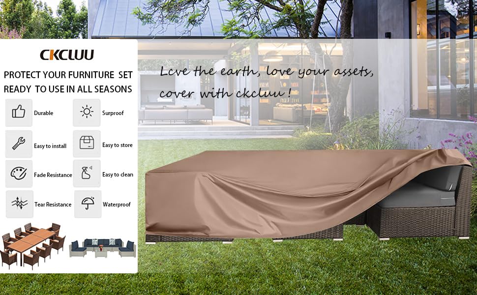 CKCLUU Patio Furniture Cover dimensions 110" L x 83" W
