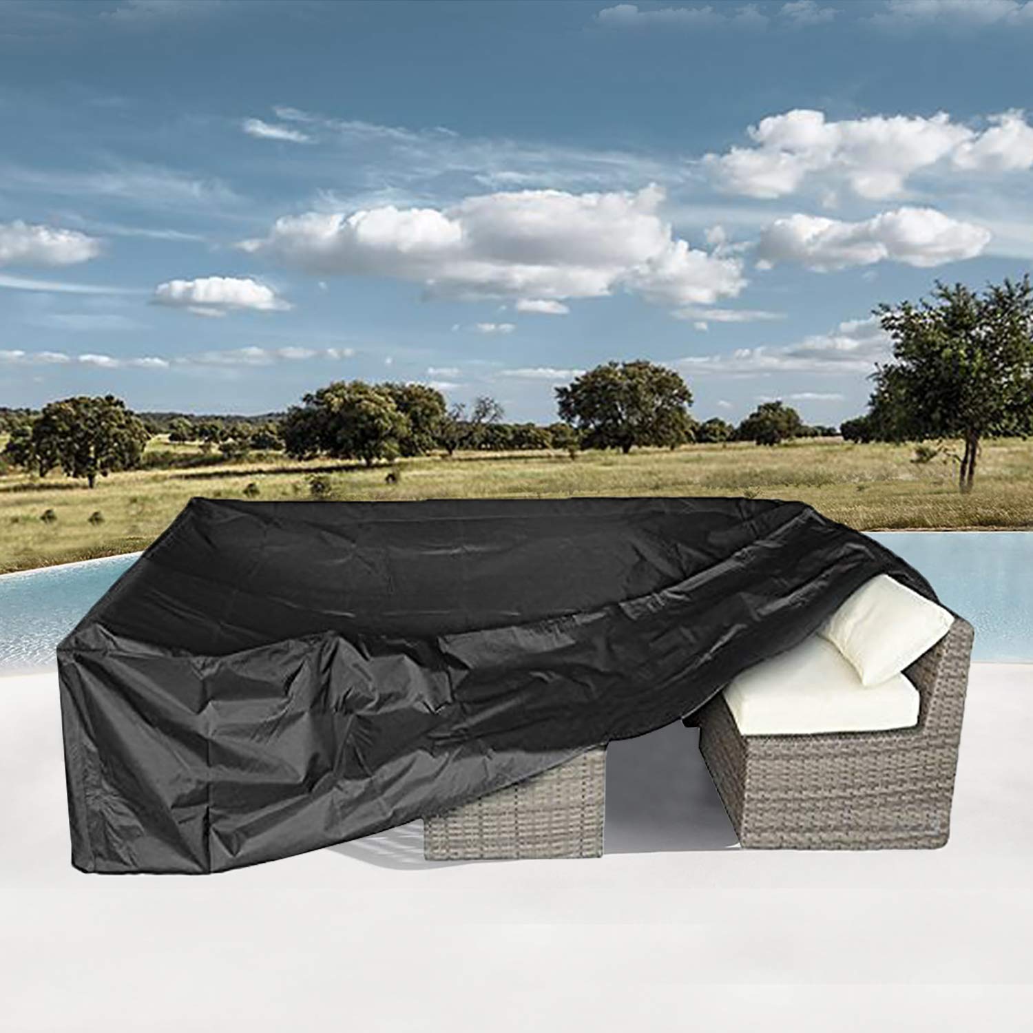 CKCLUU Patio Furniture Set Cover displayed in packaging