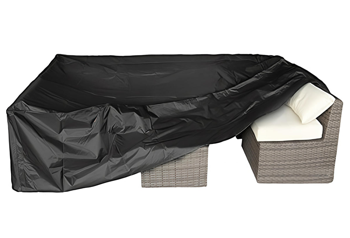 CKCLUU Patio Furniture Set Cover front view, black, 126" L x 63" W