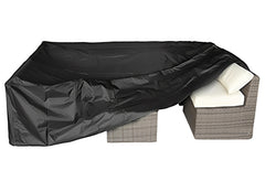 CKCLUU Patio Furniture Set Cover front view, black, 126" L x 63" W