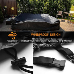 CKCLUU Patio Furniture Set Cover secured on sectional sofa
