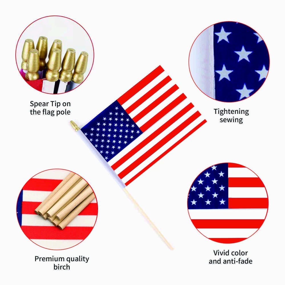 Ckexin Mini American Flag on stick with antique bronze spear tip