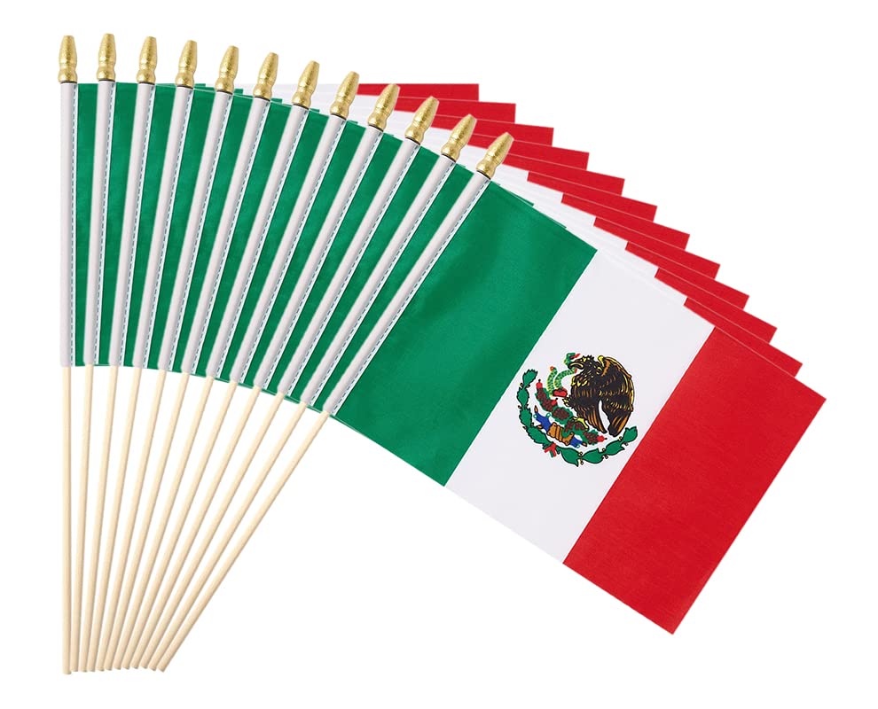 Ckexin Mini Mexican Flag 5x8 inch on stick front view