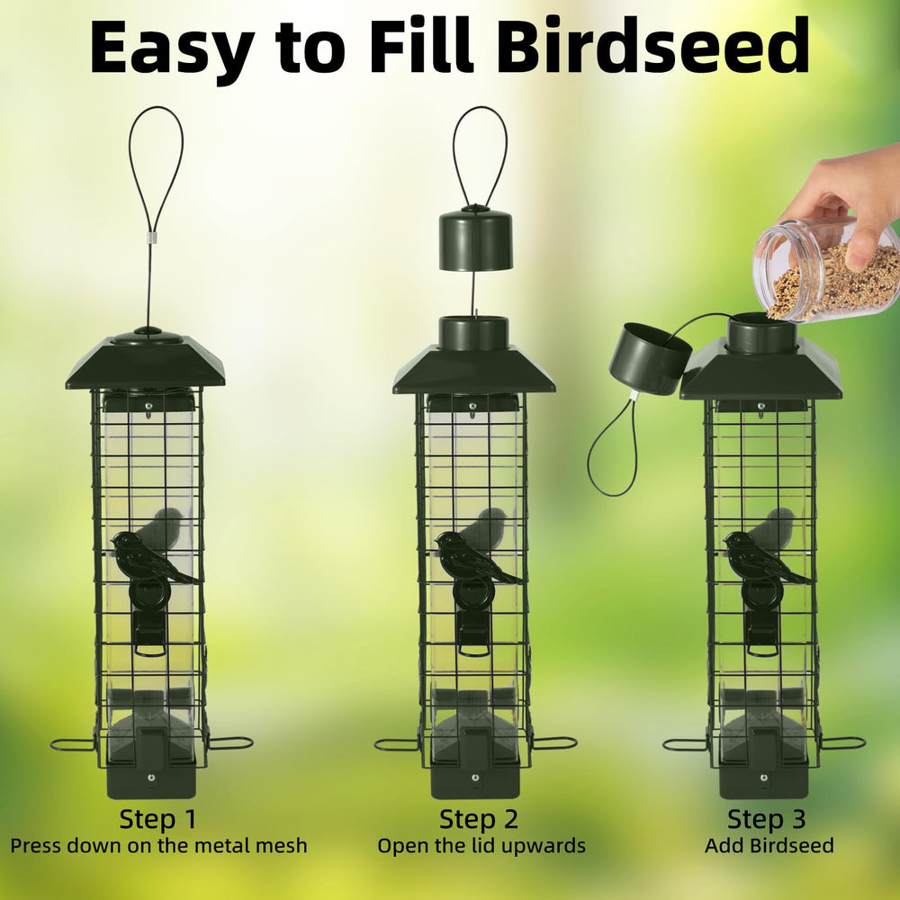 Ckoytals Bird Feeder mounted with seeds visible