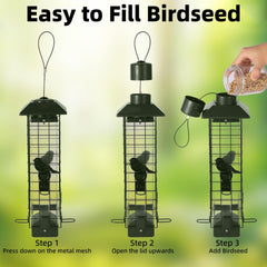 Ckoytals Bird Feeder mounted with seeds visible