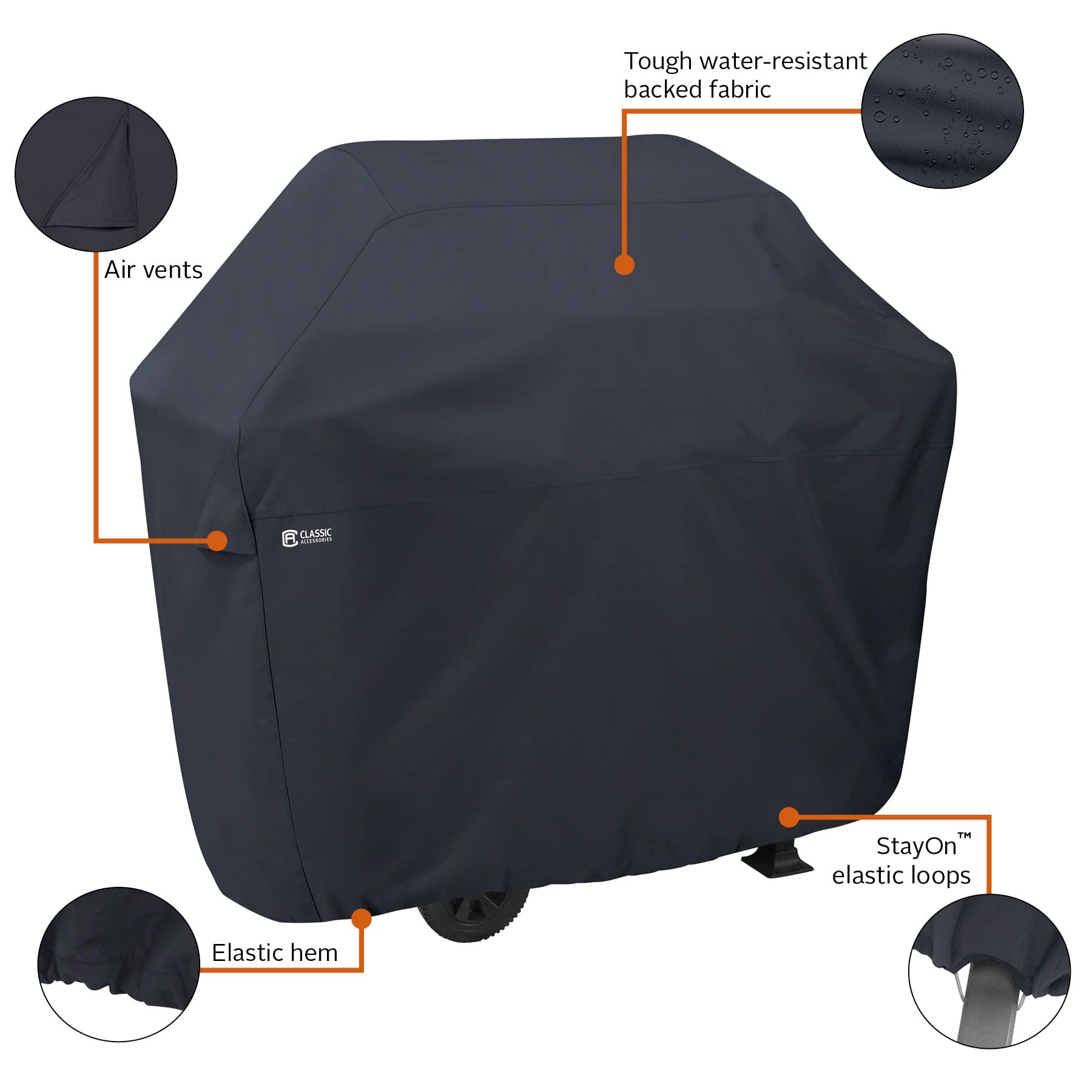 Classic Accessories BBQ Grill Cover on a grill