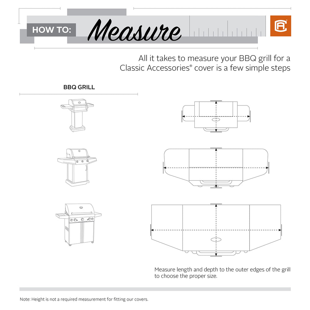 Classic Accessories BBQ Grill Cover showing StayOn loops