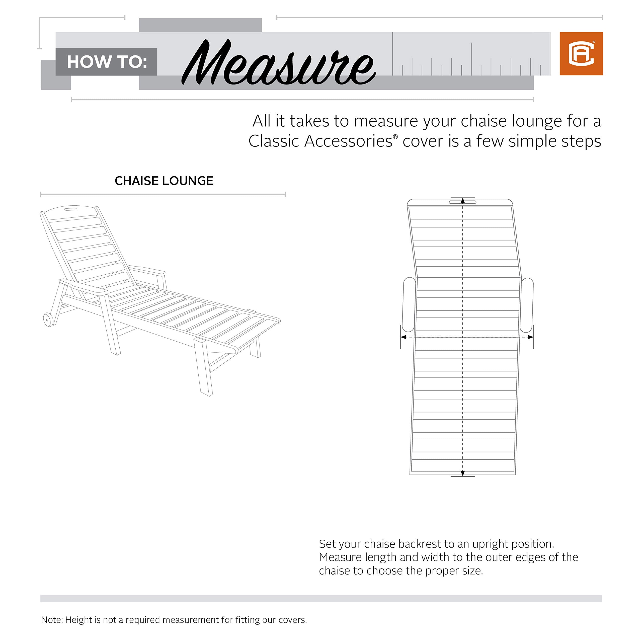 Classic Accessories Terrazzo cover protecting a chaise lounge chair outdoors