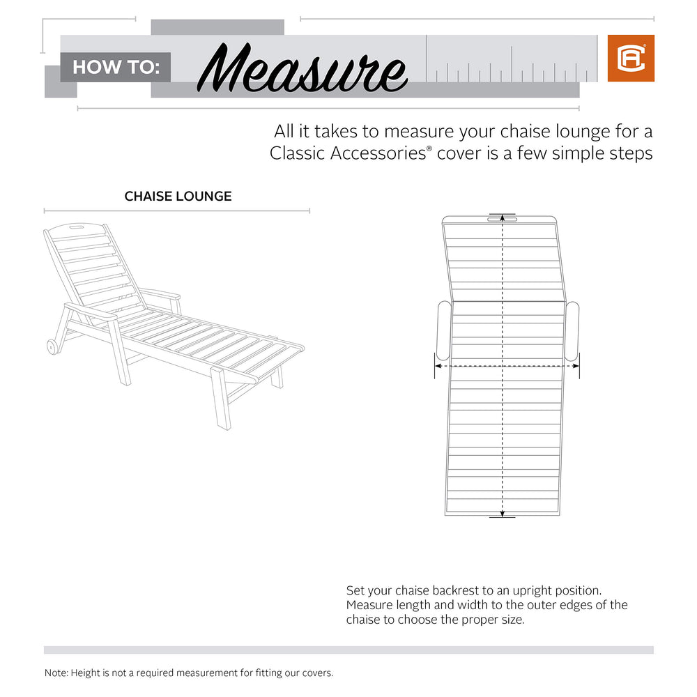 Classic Accessories Terrazzo cover protecting a chaise lounge chair outdoors
