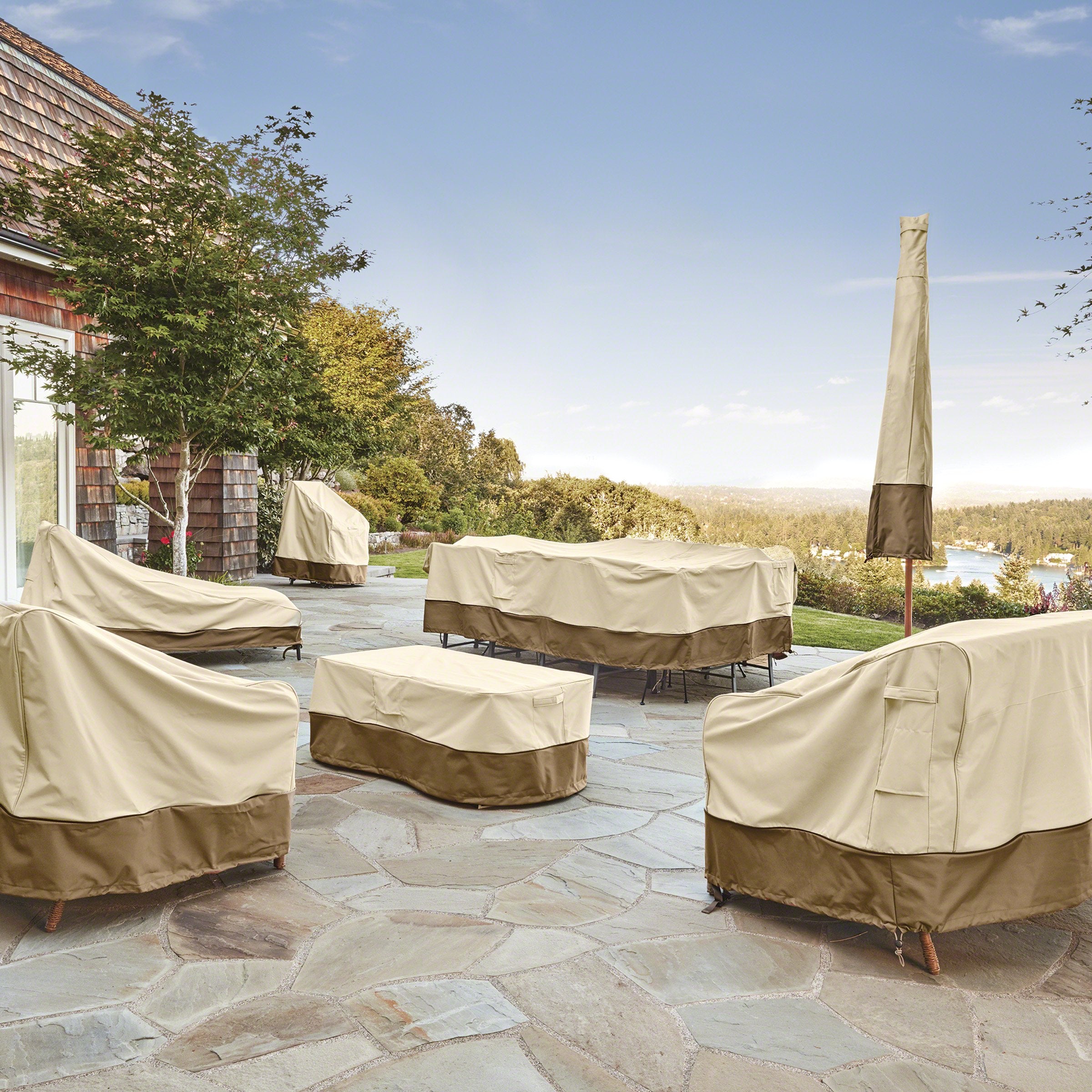 Classic Accessories Veranda grill cover secured with straps
