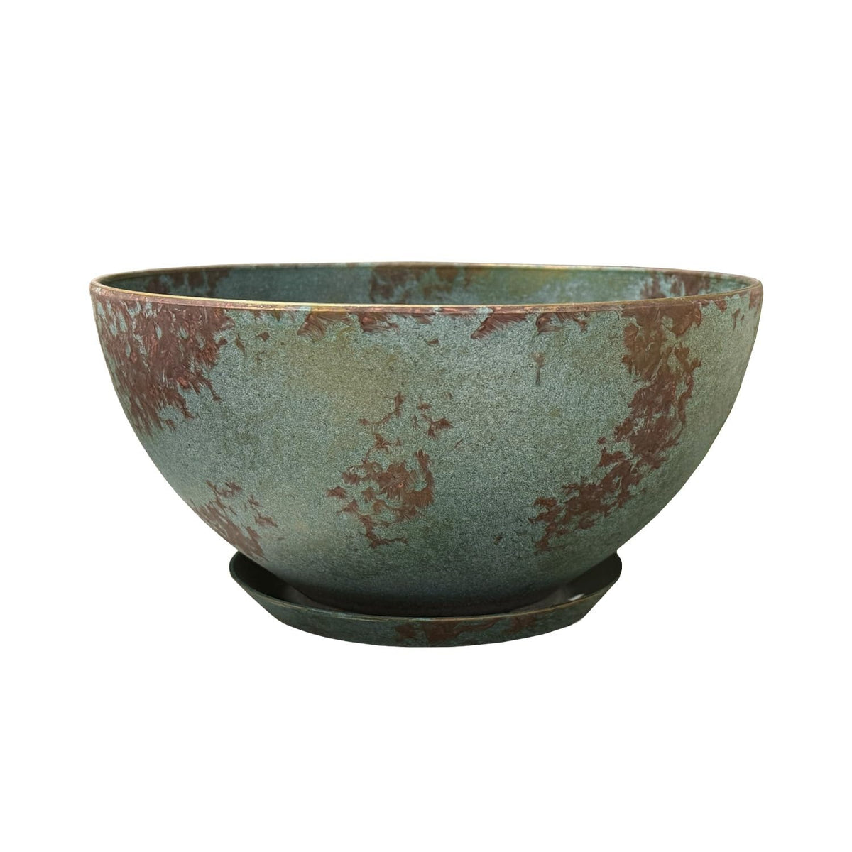 Classic Home & Garden Rosie Modern Planter front view in patina copper