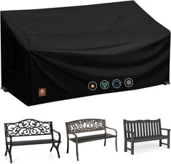 ClawsCover 2 Seater Outdoor Bench Cover in black, front view