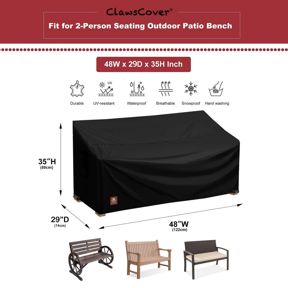 ClawsCover bench cover secured with adjustable buckle straps